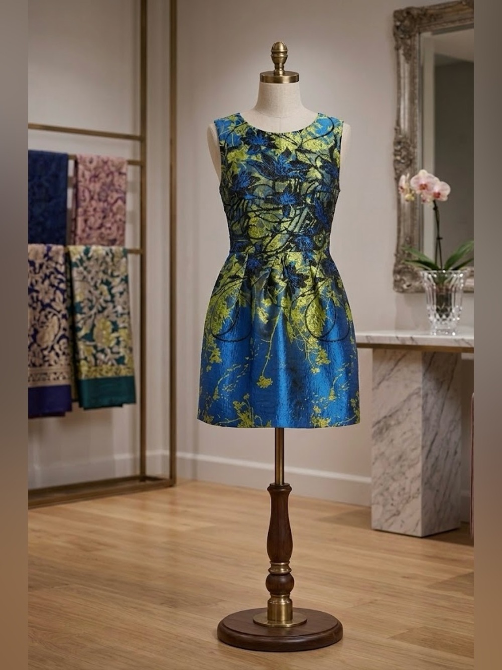✨ LUNA | Cobalt & Citron Midnight Bloom Cocktail Dress ✨ Preloved ✨ Size XL